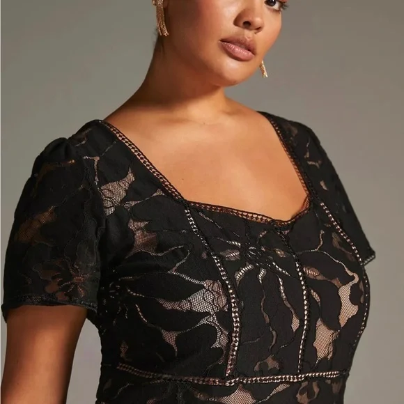 Anthropologie Elegant Black Lace Dress - Picture 3 of 8